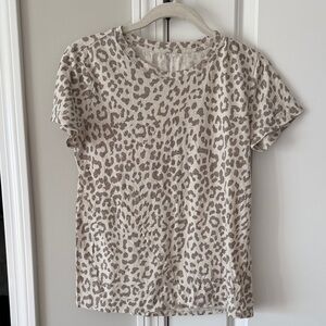 Lucky Brand Beige Leopard Print Short Sleeve Tee